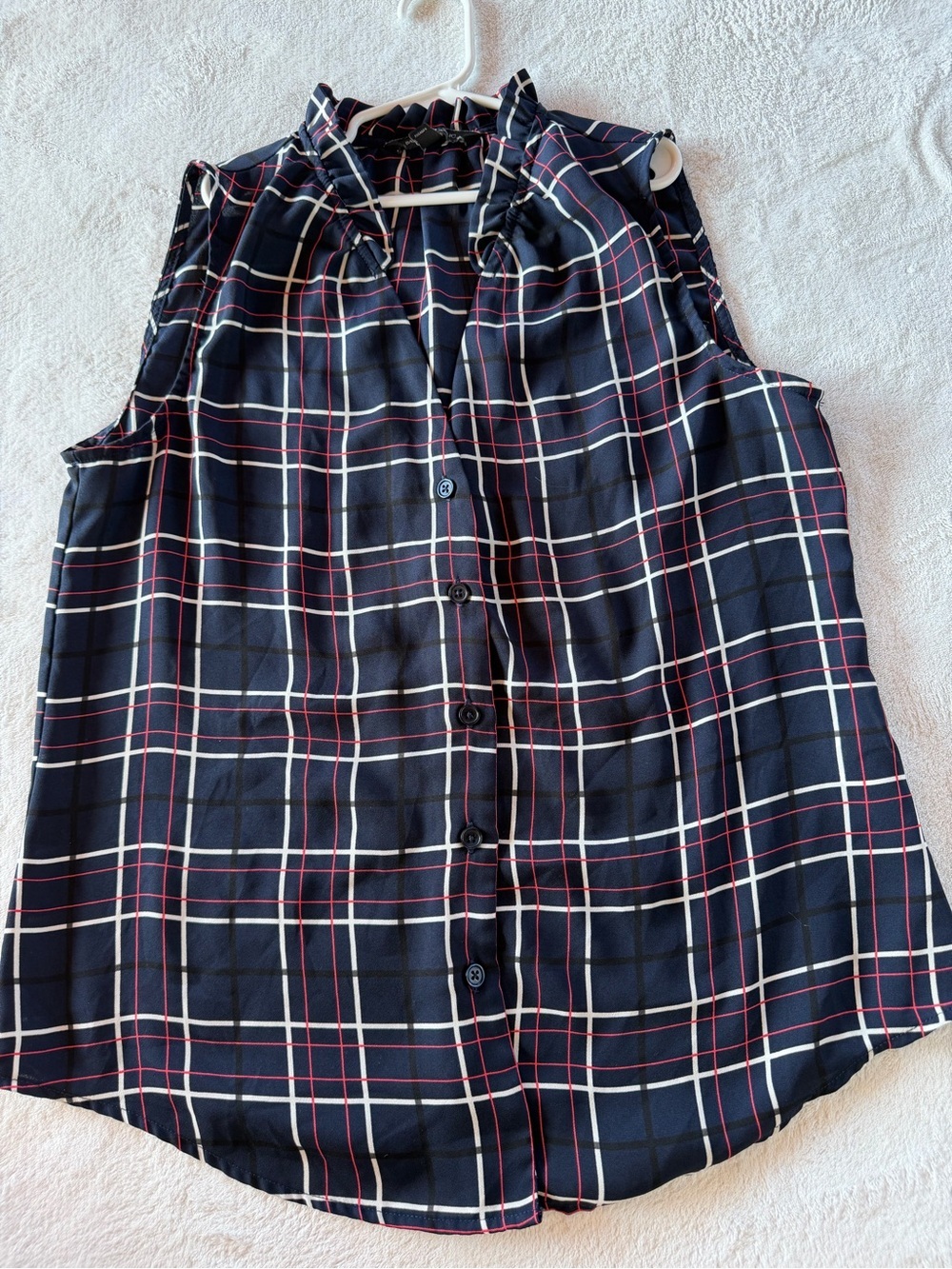Banana Republic Navy Plaid Sleeveless Button-Front Top Size XS